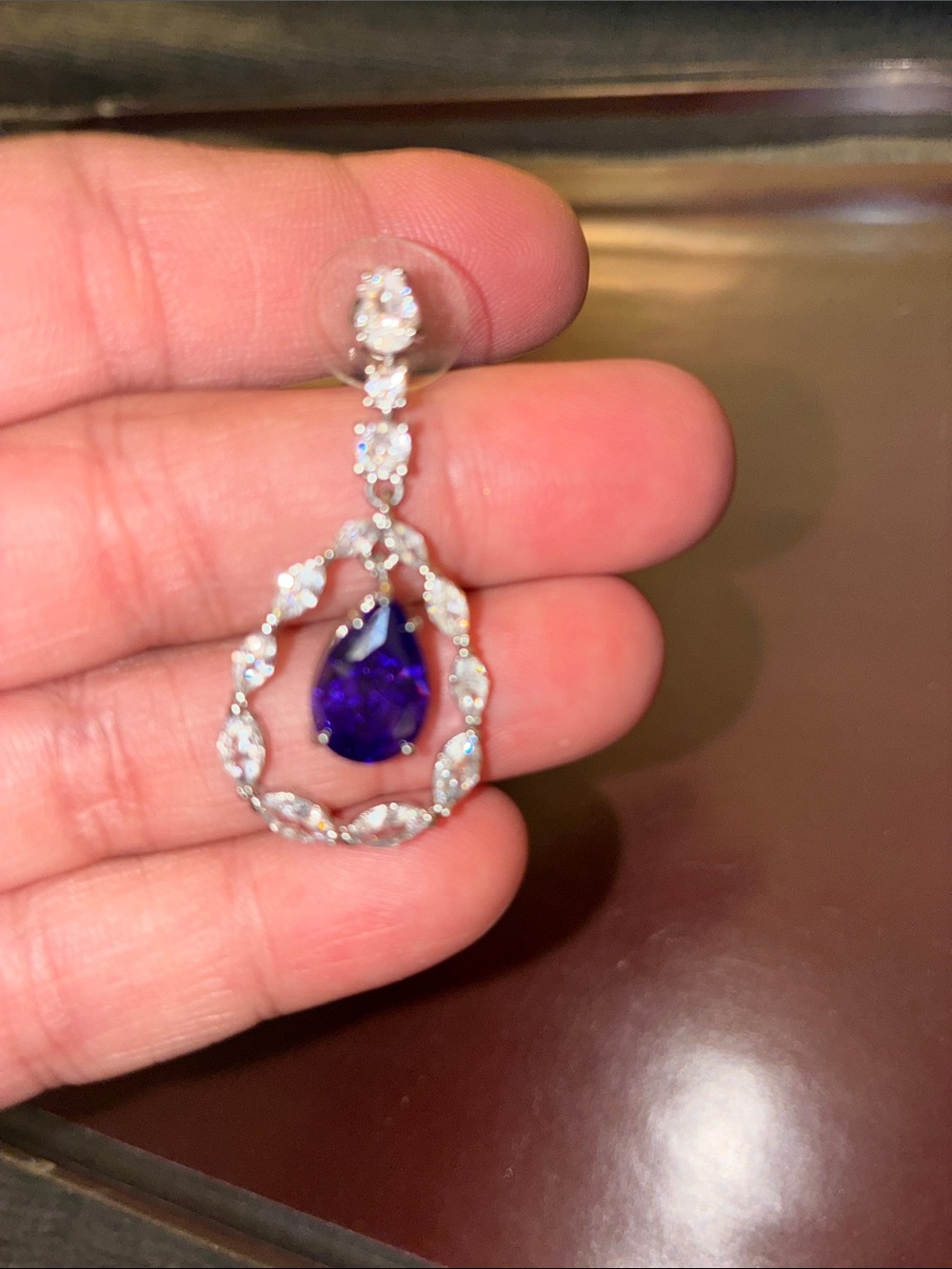 Reign The Villain Collection Amethyst Teardrop Halo Drop Earrings